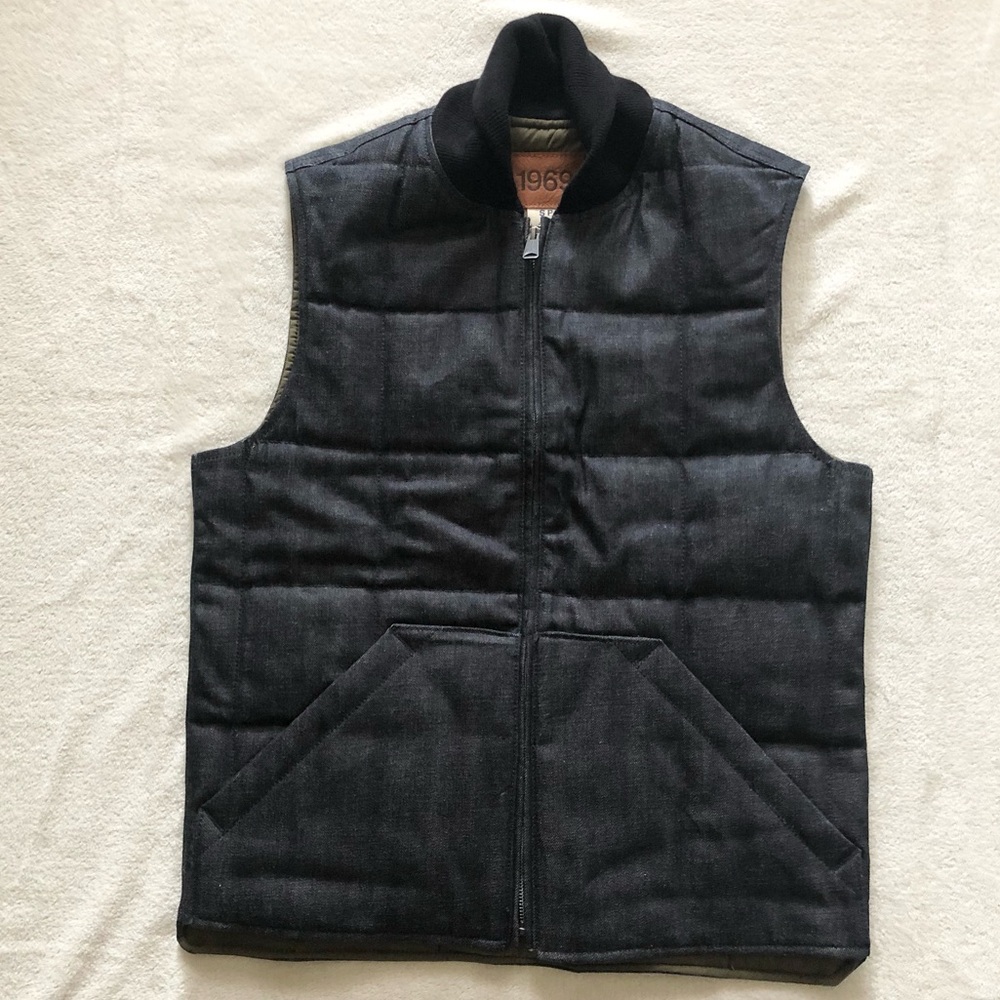 Mens Gap 1969 dark denim quilted vest